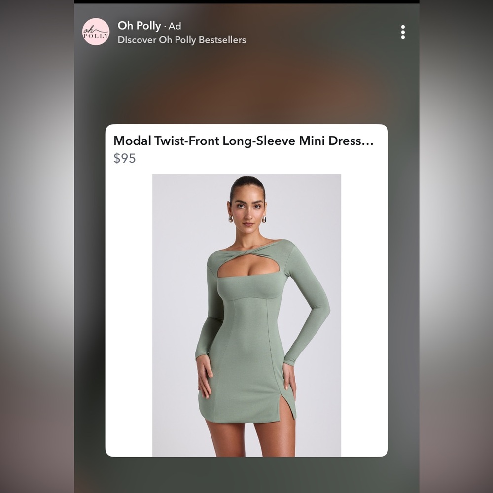 Oh Polly Green Long Sleeve Dress